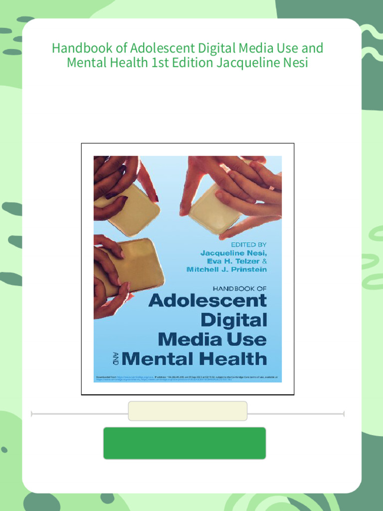 Handbook of Adolescent Digital Media Use and Mental Health 1st Edition ...