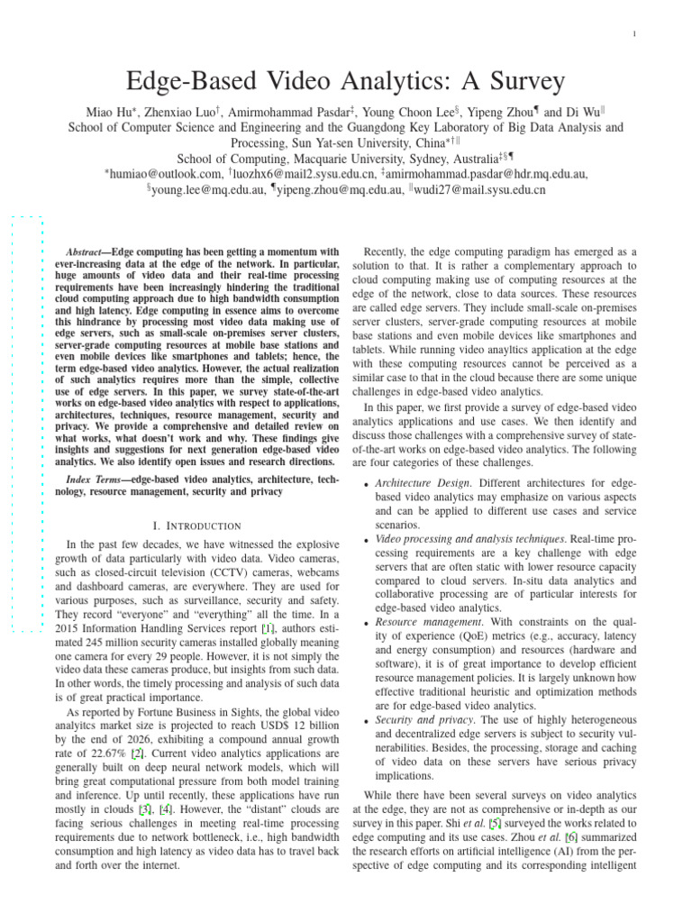 Edge-Based Video Analytics Survey | PDF | Augmented Reality | Deep Learning