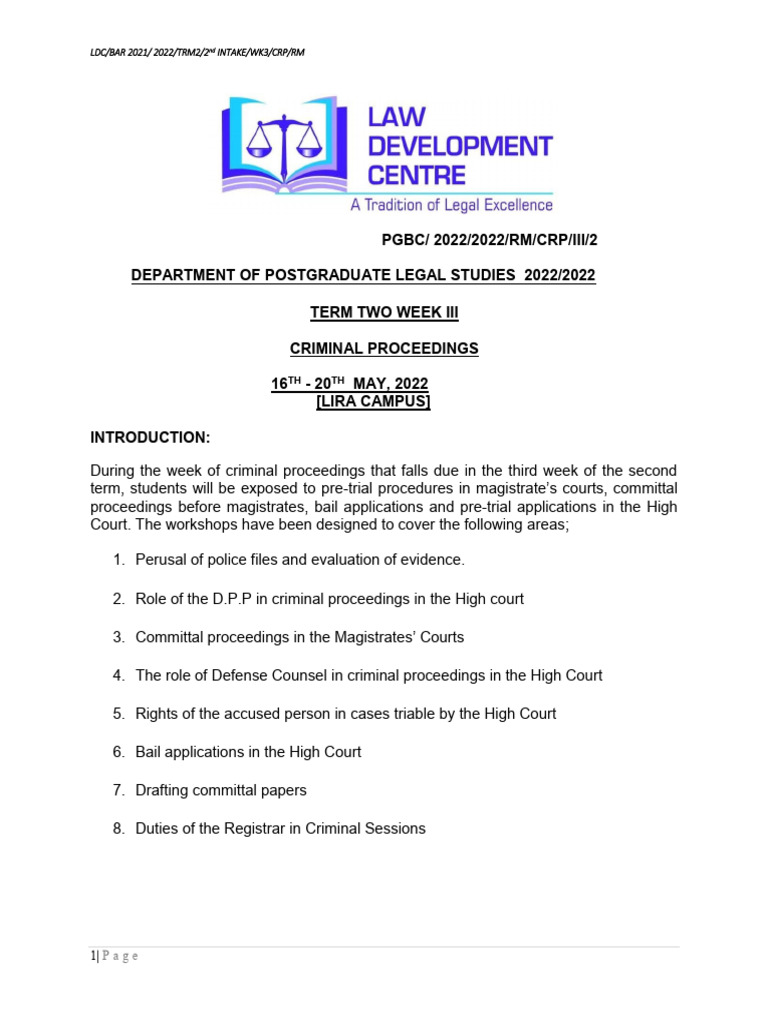 Gallery Detail: 2022 Criminal Proceedings Lira Campus Hc Pdf Bail