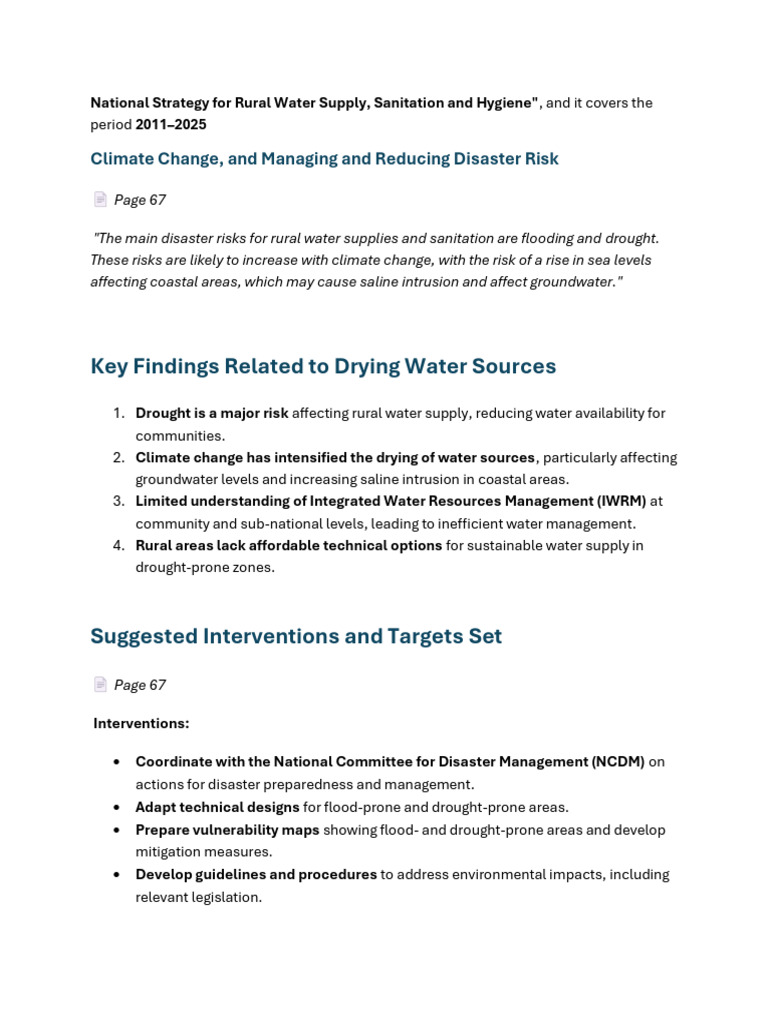 Rural Water Supply and Sanitation Strategy | PDF | Wash | Sanitation