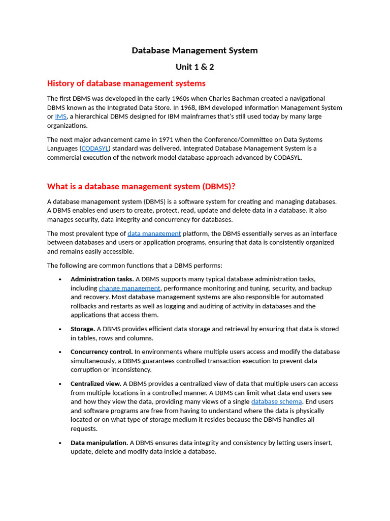 Overview of Database Management Systems | PDF | Databases | Relational ...