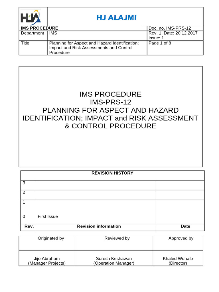 Risk Management and Control Procedures | PDF | Risk | Risk Assessment