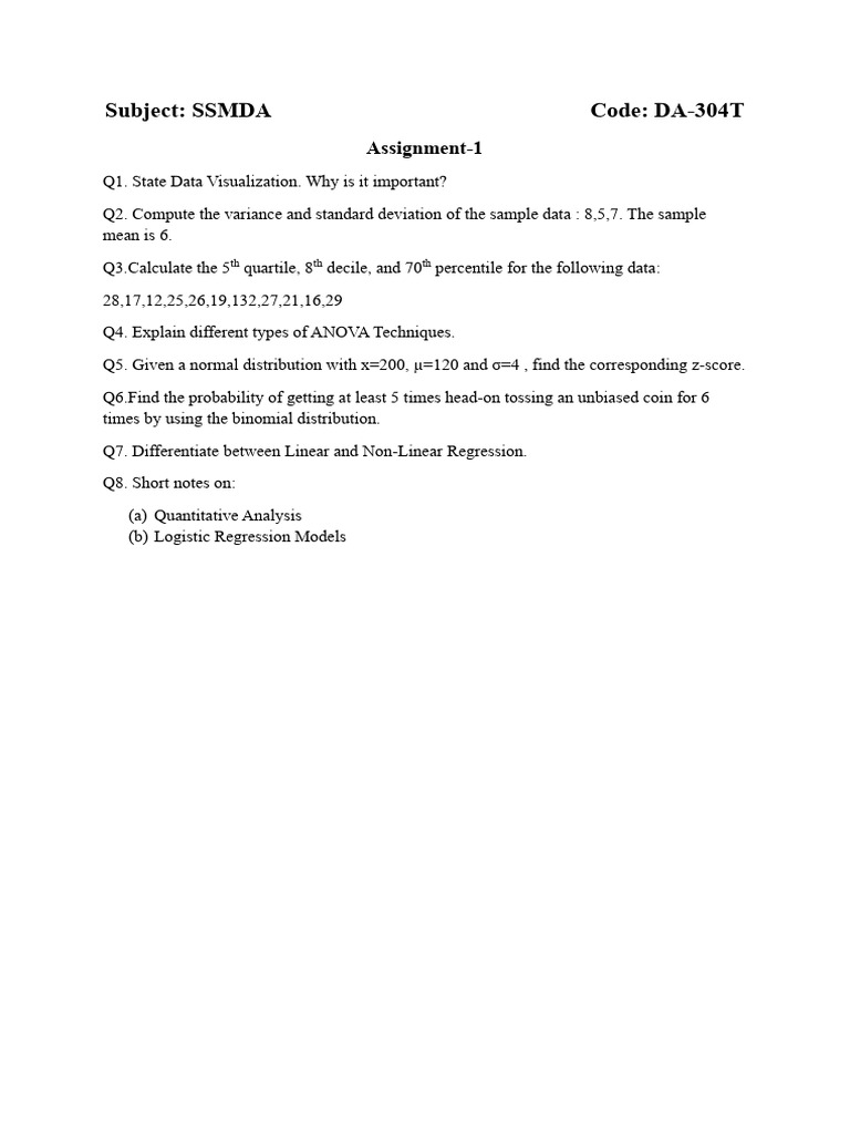 Assignment 1 SSMDA | PDF