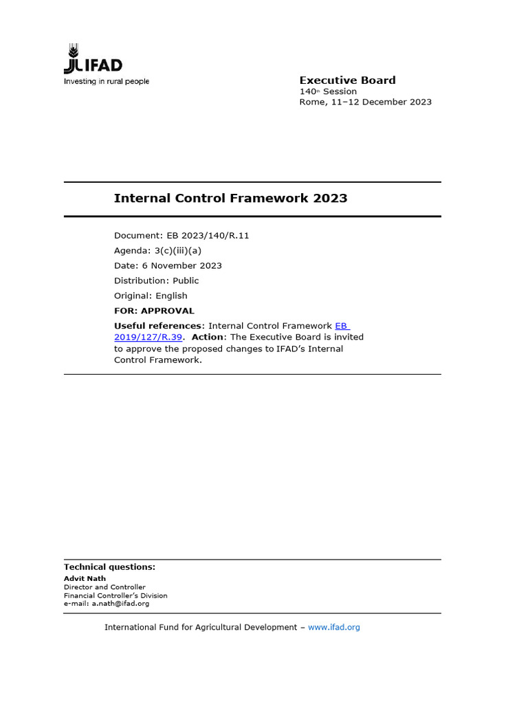 Updates to IFAD's Internal Control Framework | PDF | Internal Control ...