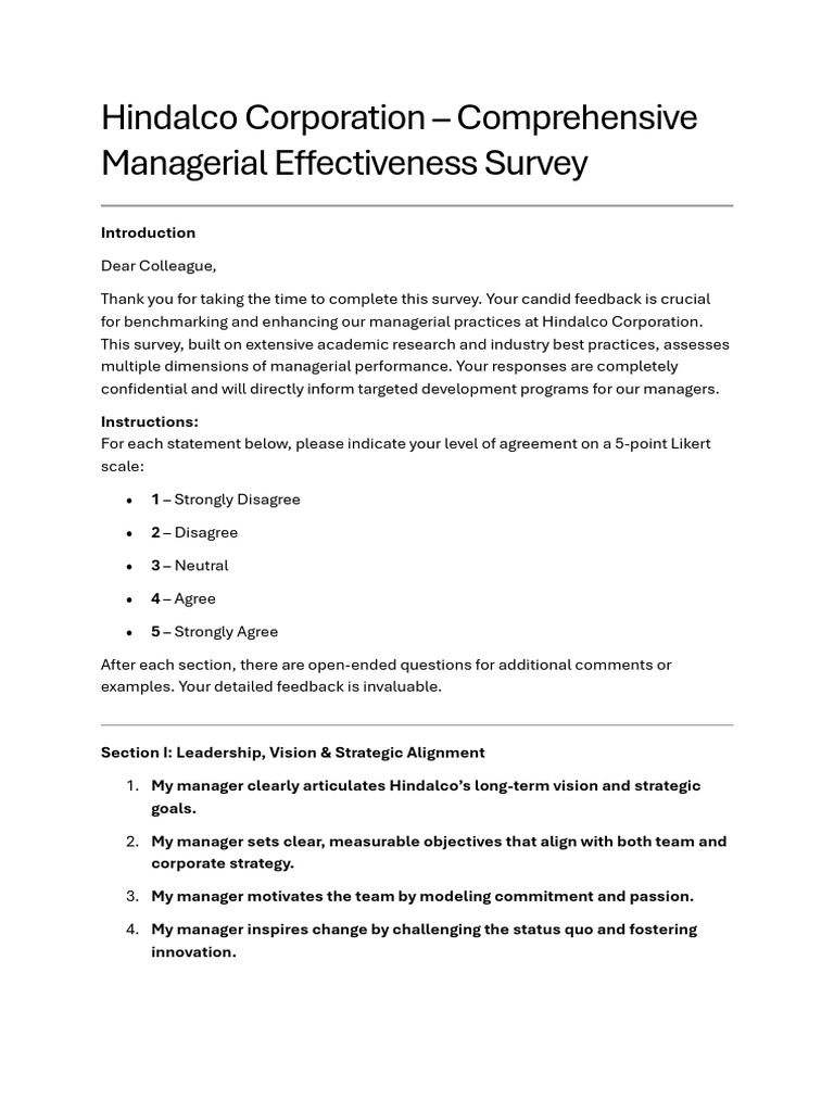 Managerial Effectiveness Corporation - Survey | PDF | Leadership ...