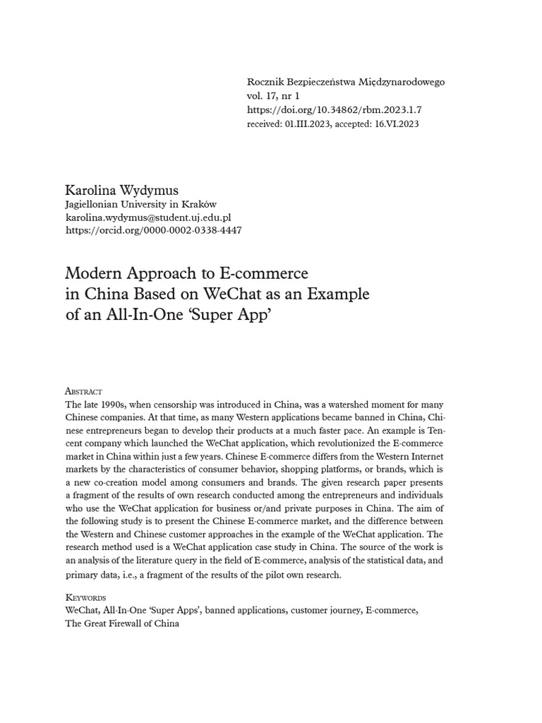 WeChat's Impact on Chinese E-commerce | PDF | We Chat | E Commerce