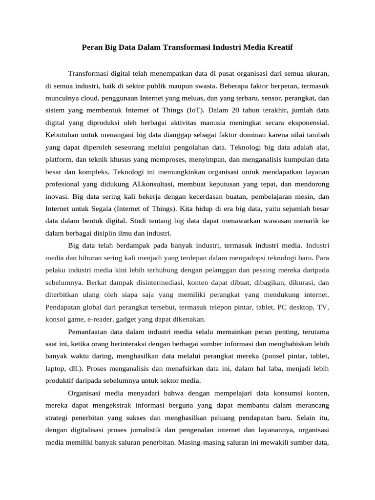 Big Data dan Transformasi Media Kreatif | PDF