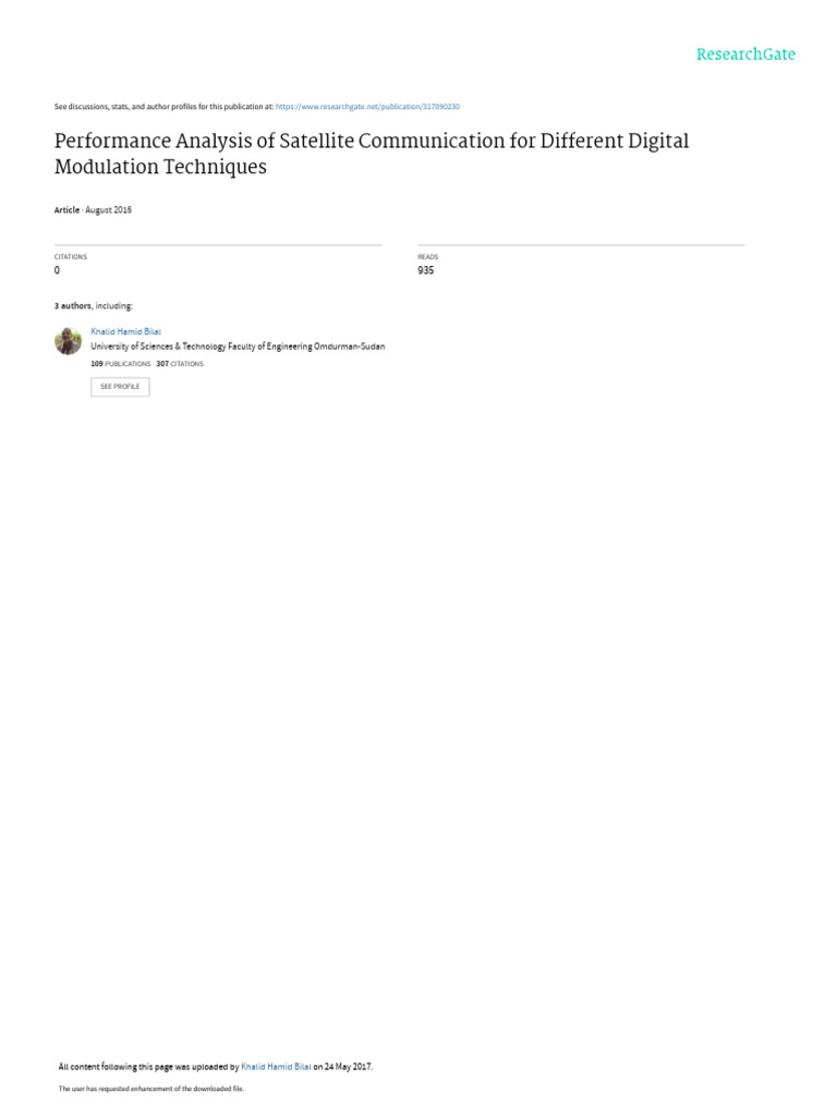 Satellite Communication Modulation Analysis | PDF | Electronic ...