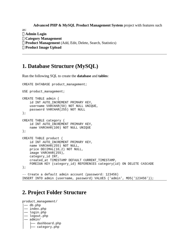 PHP MySQL Product Management System | PDF | Information Retrieval | Sql
