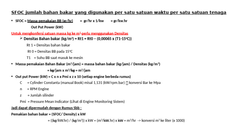 Rumus SFOC dan Konsumsi Bahan Bakar | PDF