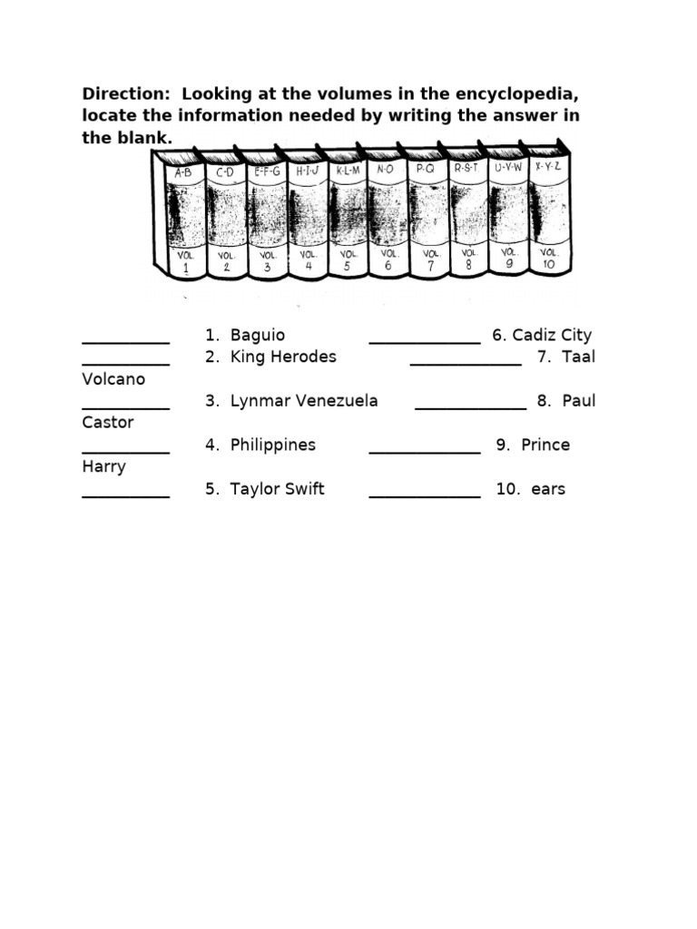 Encyclopedia Information Fill-in Guide | PDF