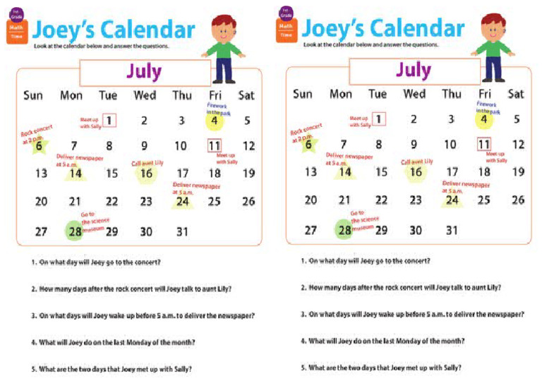 Calendar Worksheet | PDF