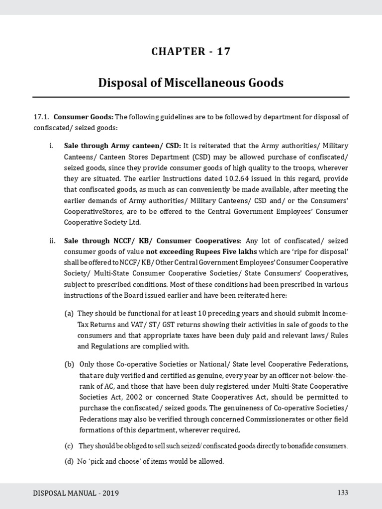 Customs Disposal Manual 2019 | PDF | Unmanned Aerial Vehicle | Waste ...