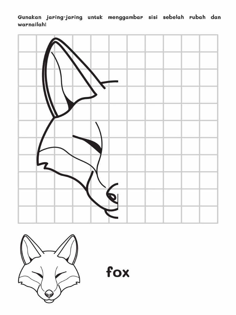 Black and White Fox Symmetry Drawing Worksheet | PDF