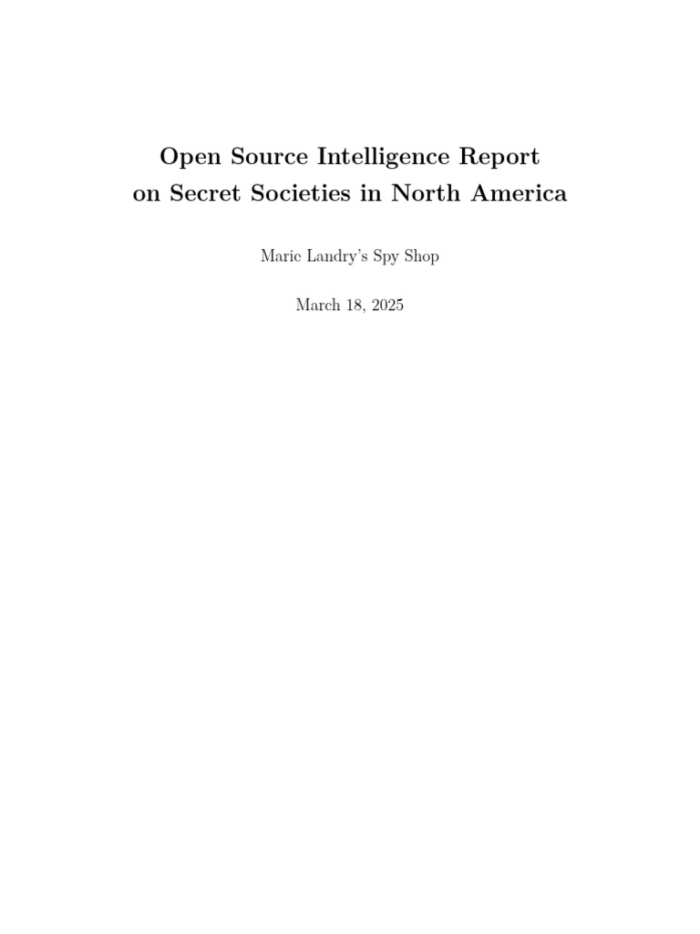 Open Source Intelligence Report On Secret Societies in North America ...