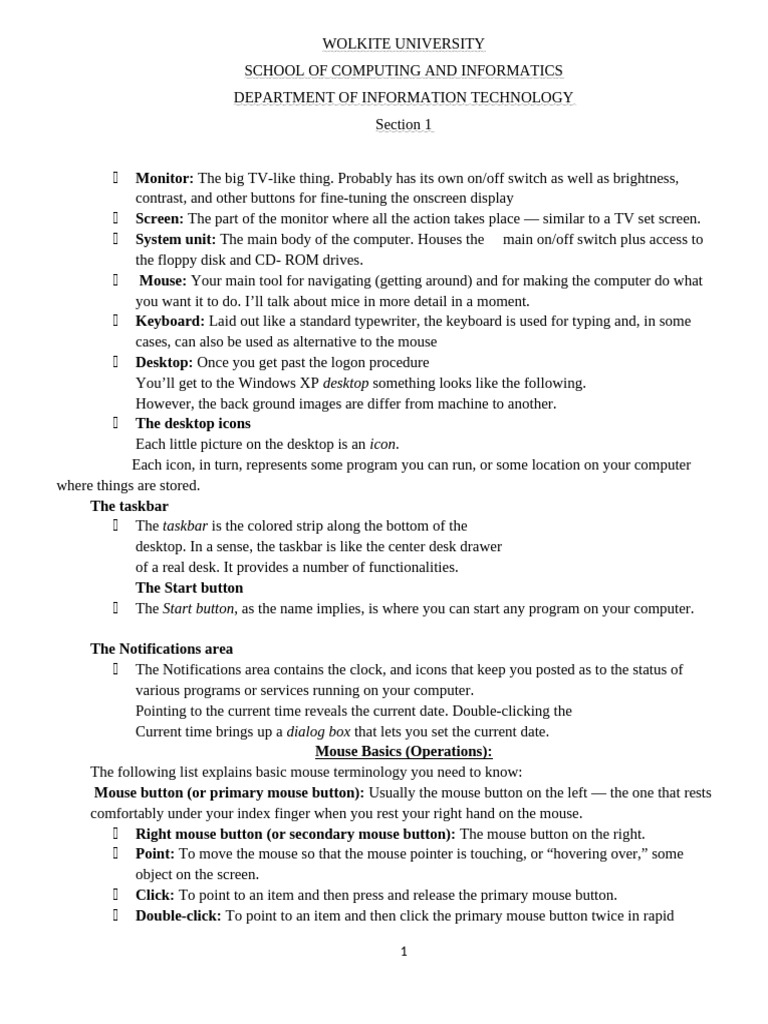 Windows XP Basics and Navigation Guide | PDF | Button (Computing ...