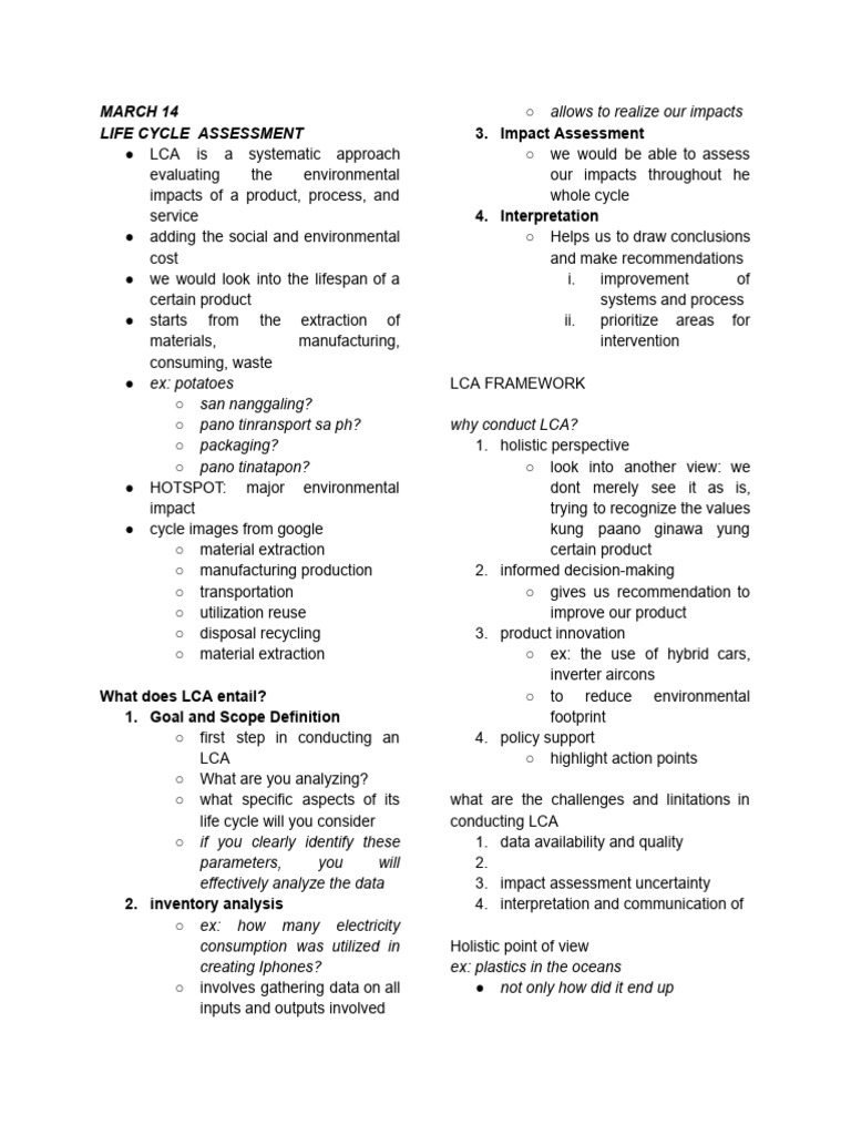 Life Cycle Assessment Overview | PDF | Economy And The Environment ...