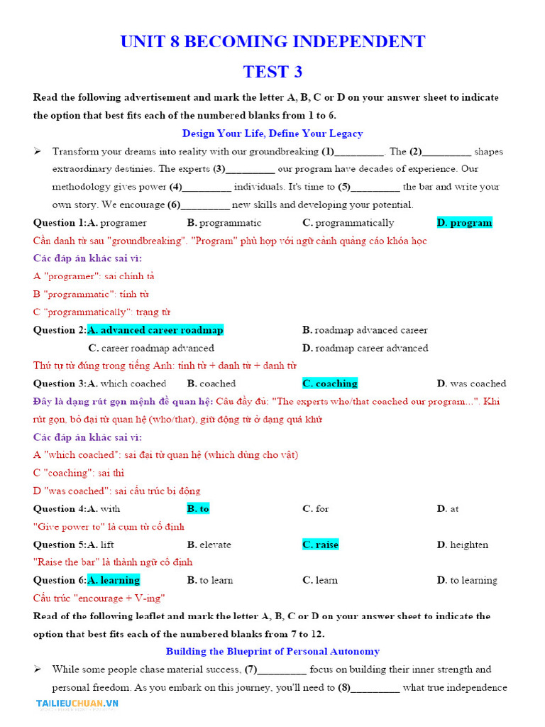Unit 8 Grade 11 Test 3 Keydocx - 1600 - PDF - Gdrive.vip | PDF