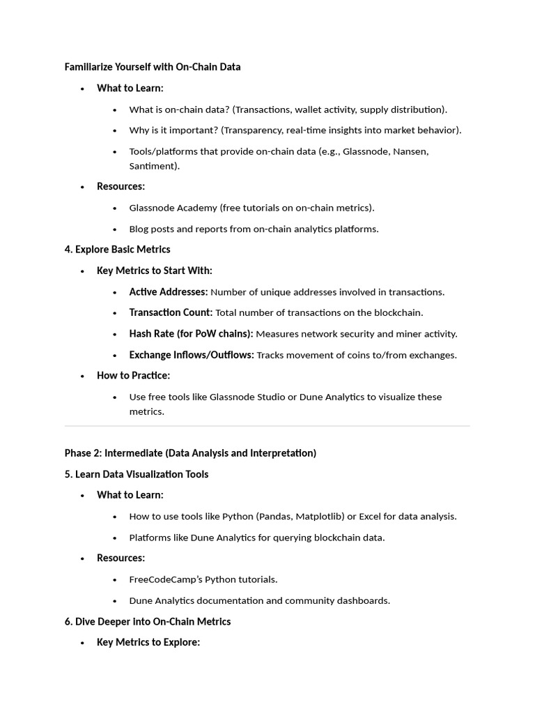 Crpto On Chain Analytics Learning Roadmap | PDF | Analytics | Machine ...