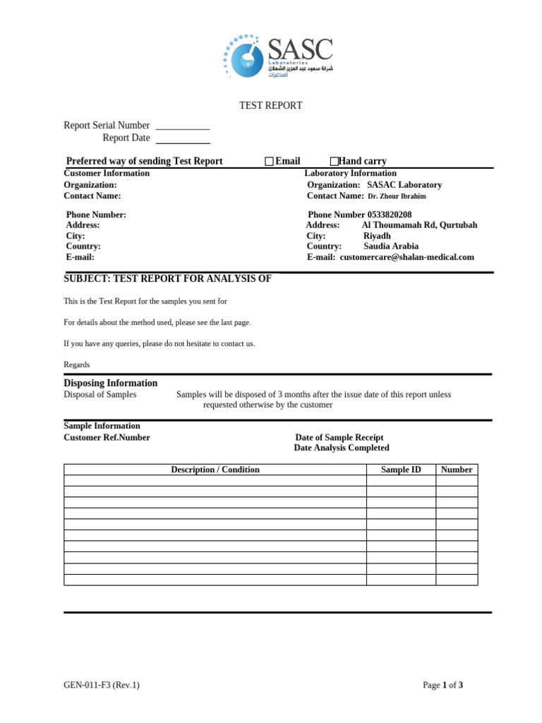 GEN-011-F3 Test report form | PDF
