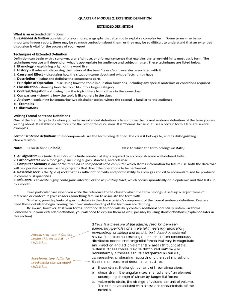 Understanding Extended Definitions | PDF | Definition | Sentence ...