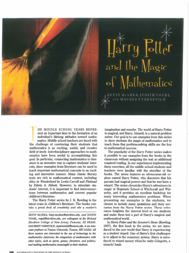 Harry Potter and The Magic of Mathematics, McShea Et Al | PDF