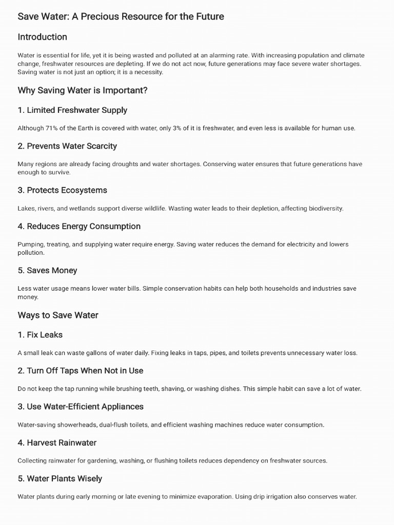 Save Water | PDF