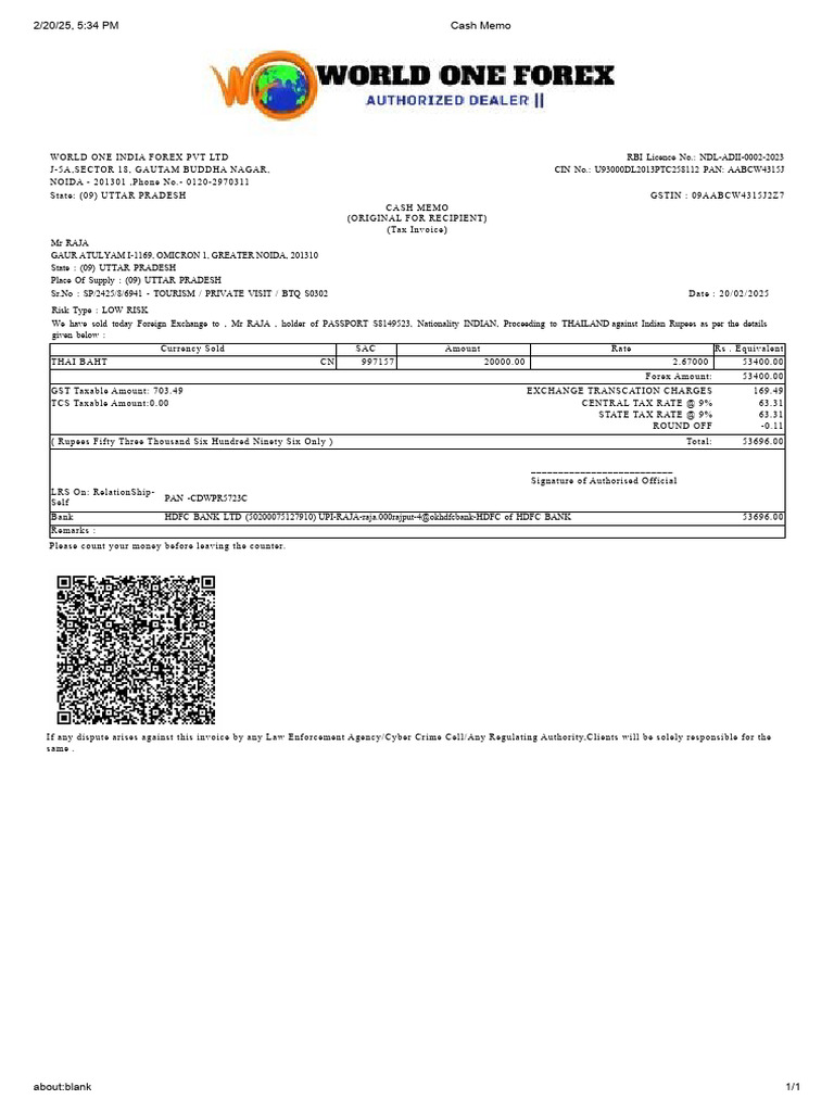 RAJA CASH MEMO | PDF | Foreign Exchange Market | Business