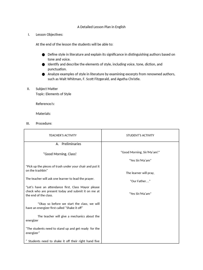 Detailed Lesson Plan For Tealit 1 | PDF | Human Communication | Linguistics