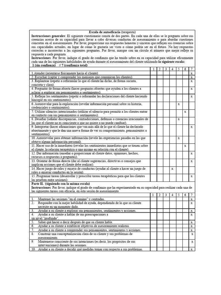 Cuestionario de Autoeficacia para Terapeutas | PDF | Sicología ...