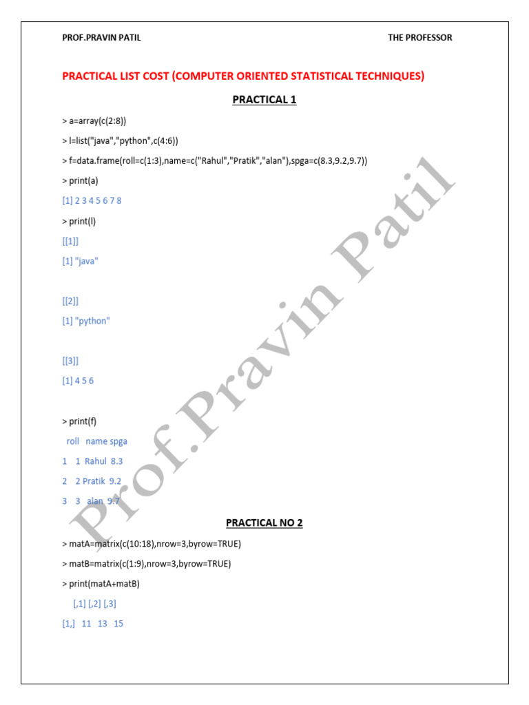 R Programming Statistical Techniques | PDF