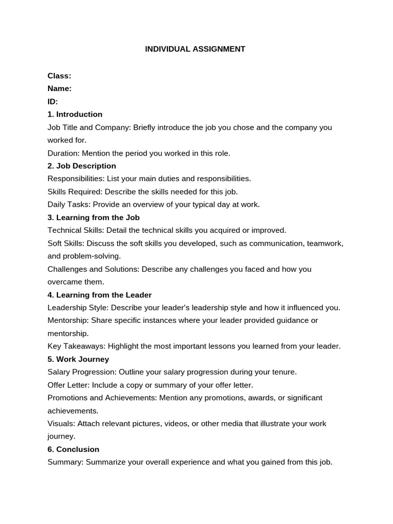 Job Experience Report Template | PDF