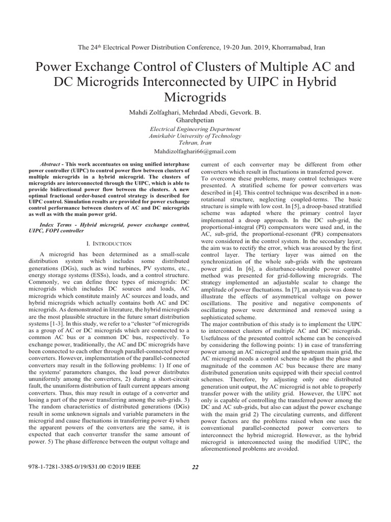 Power Exchange Control of Clusters of Multiple AC and DC Microgrids ...