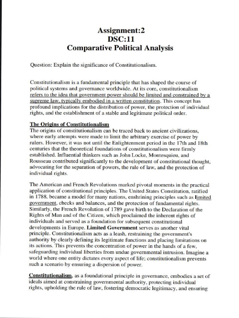 Significance of Constitutionalism | PDF | Separation Of Powers | Rule ...
