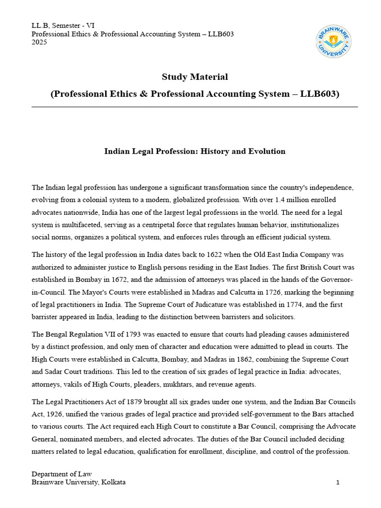 Note I - Professional Ethics | PDF | Advocate | Lawyer