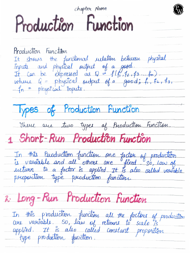 6708e2b4826e1ab5d6a39433 - ## - Production Function Handwritten Notes | PDF