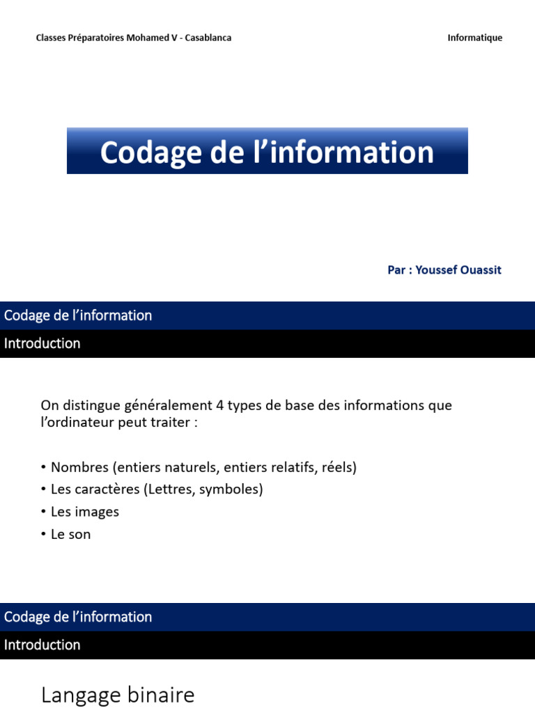 Types et méthodes de codage binaire | PDF | Nombre | Mathématiques ...