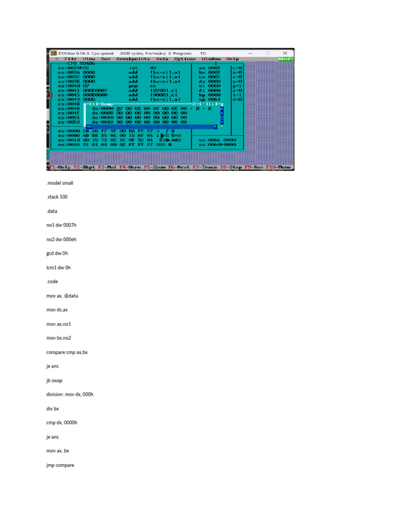 GCD and LCM Calculation in Assembly | PDF