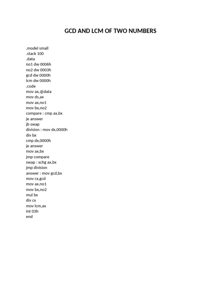 GCD and LCM of Two Numbers | PDF