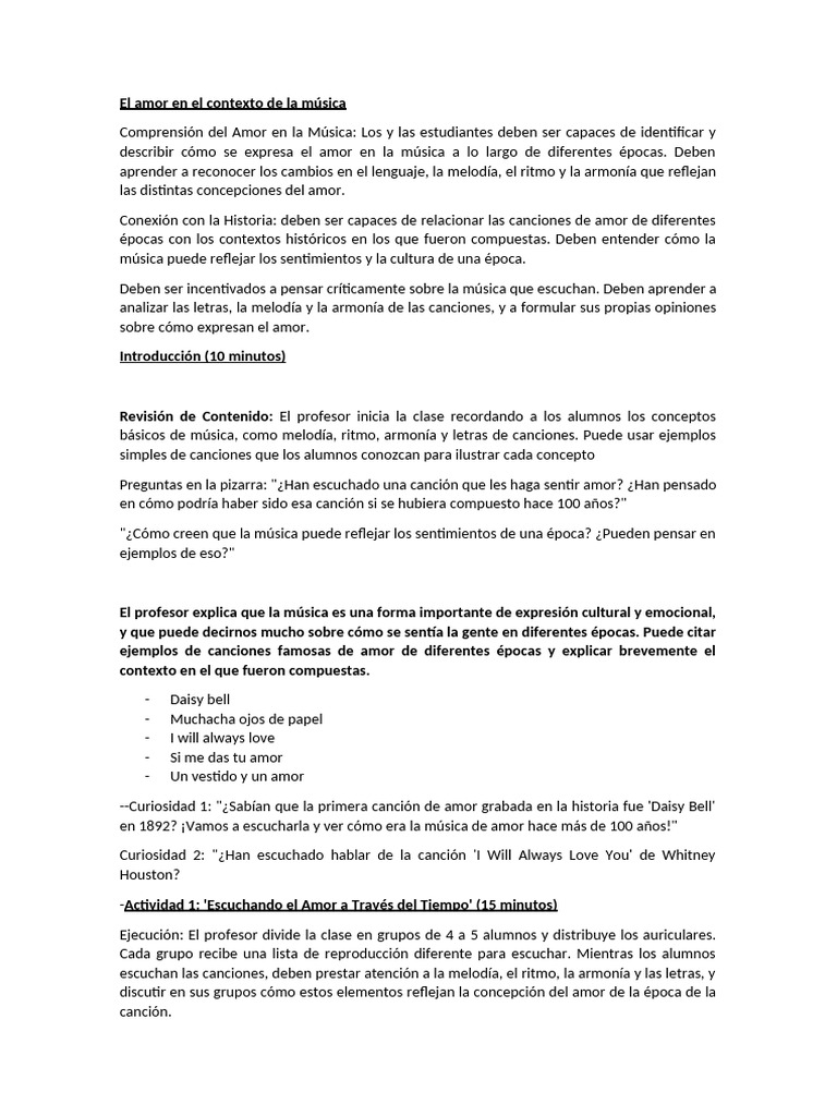 El Amor en la Música a Través del Tiempo | PDF | Amor | Canciones