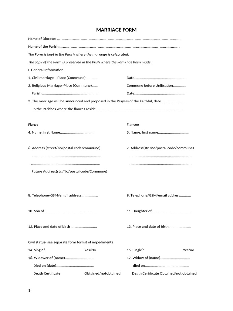 Marriage Form Translation - Eng | PDF | Marriage