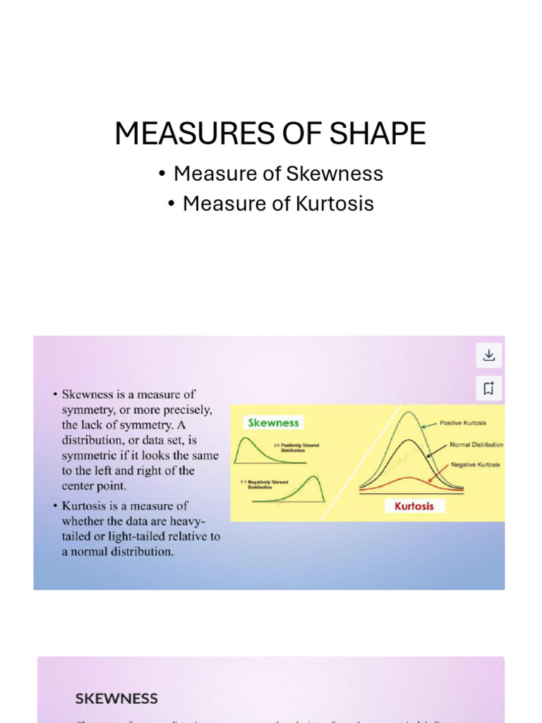 Skewness and Kurtosis Measures Explained | PDF | Skewness | Statistical ...