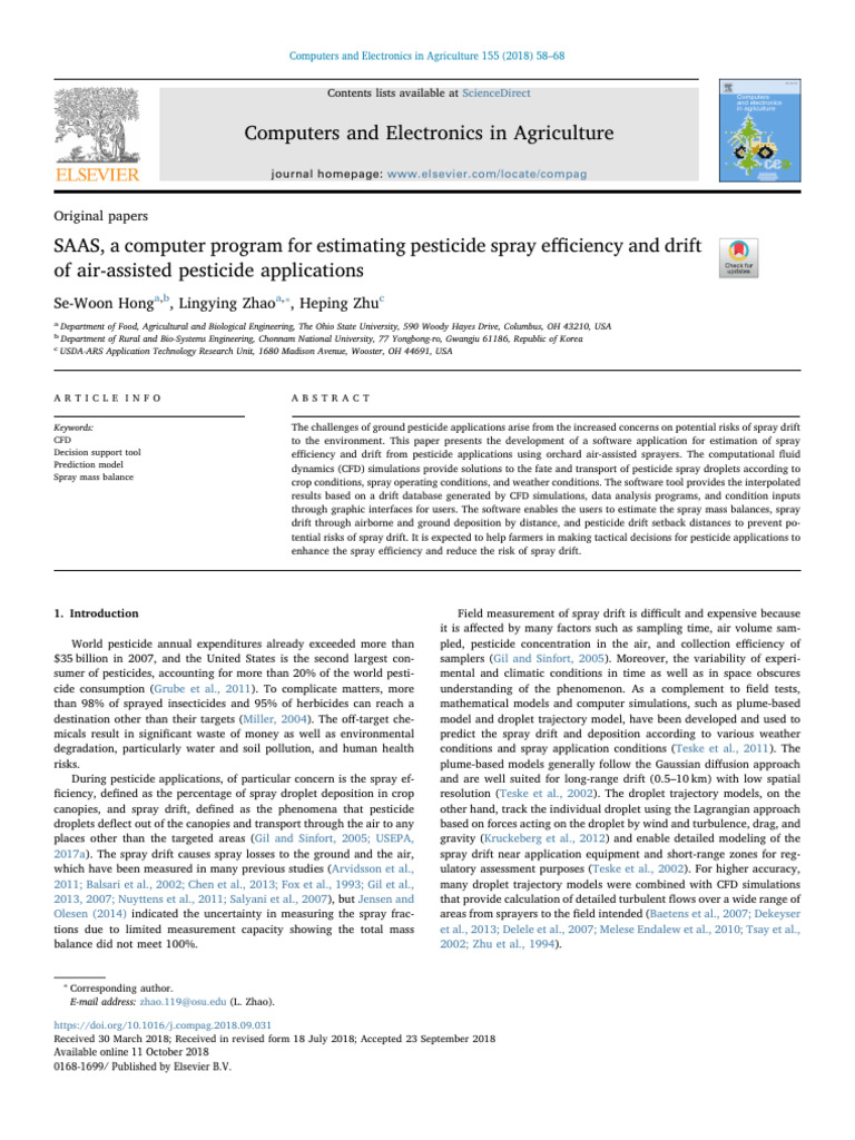 SAAS, A Computer Program For Estimating Pesticide Spray Efficiency and ...