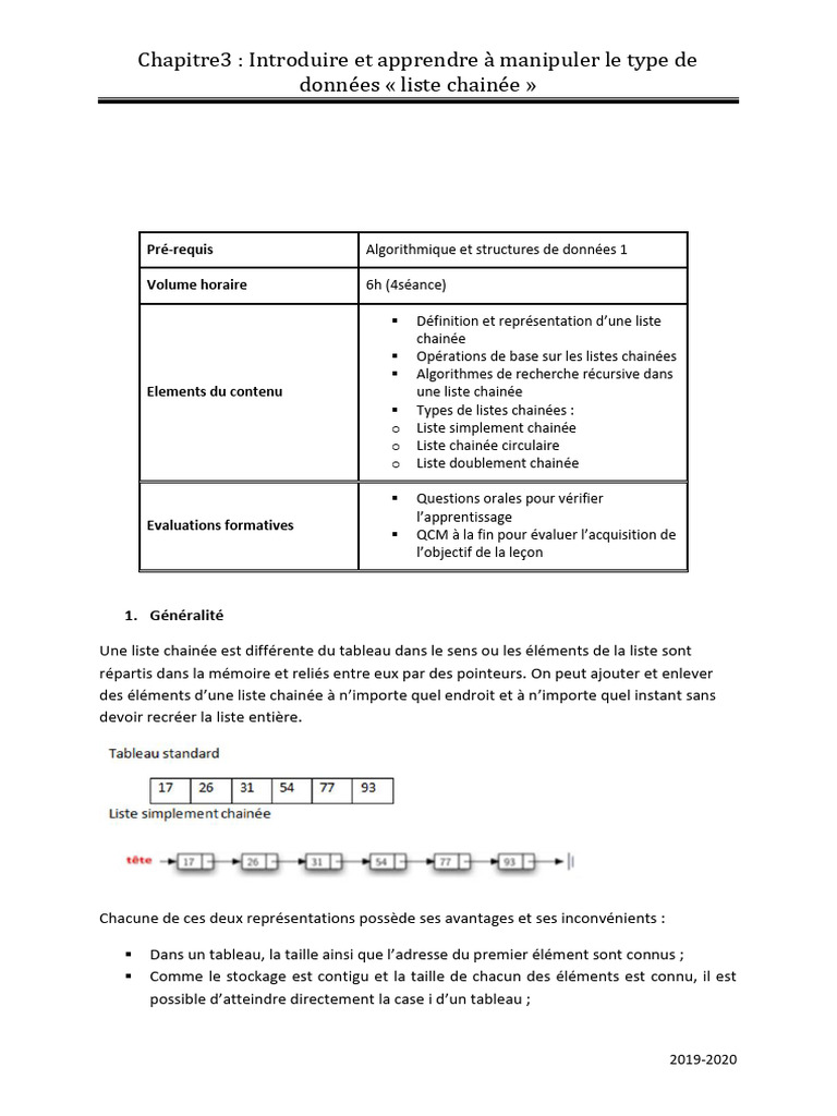 Manipulation des listes chainées | PDF | Pointeur (programmation ...