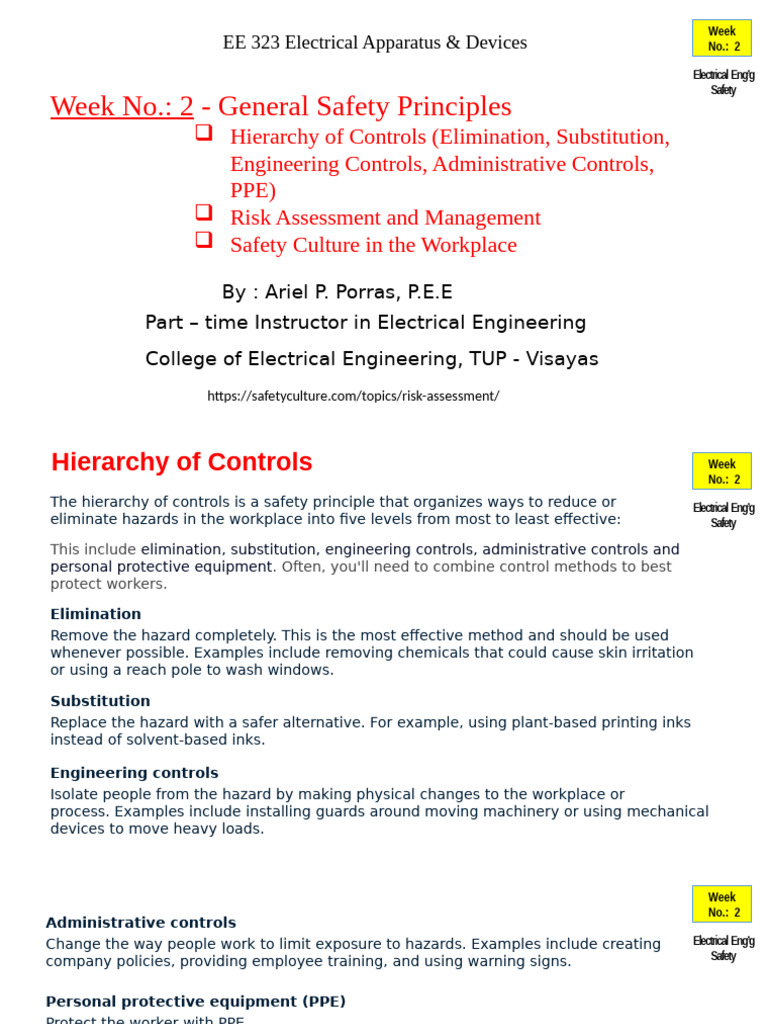 EE 422 Electrical Engg Safety Week 2 | PDF | Risk | Risk Management