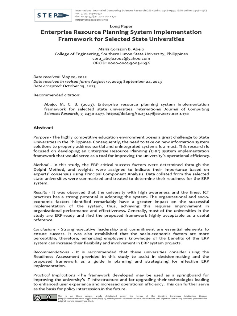 ERP Implementation Framework for Universities | PDF | Enterprise ...