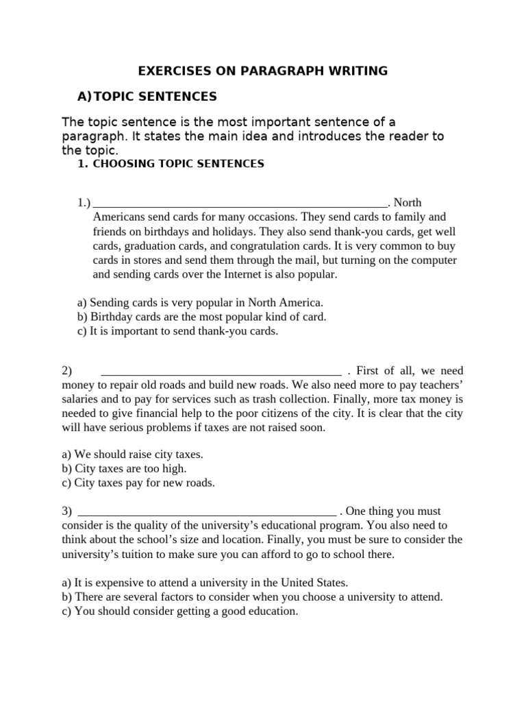 Paragraph Writing Exercises Guide | PDF | Vegetables