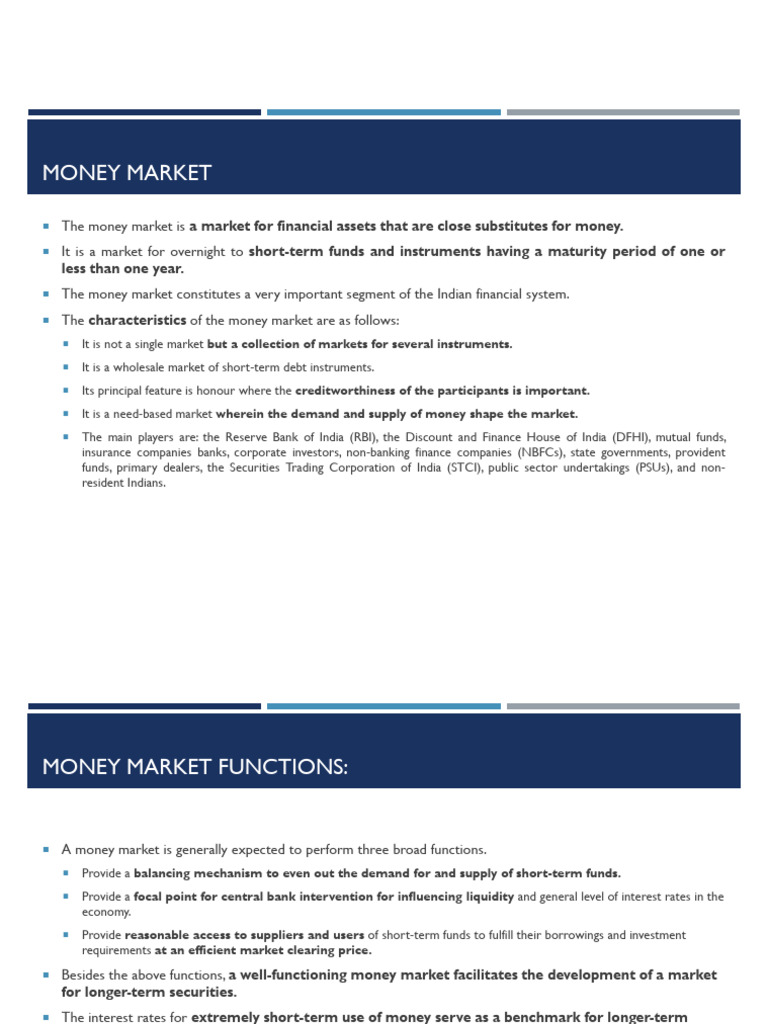 Overview of Indian Money Market | PDF | Money Market | United States ...