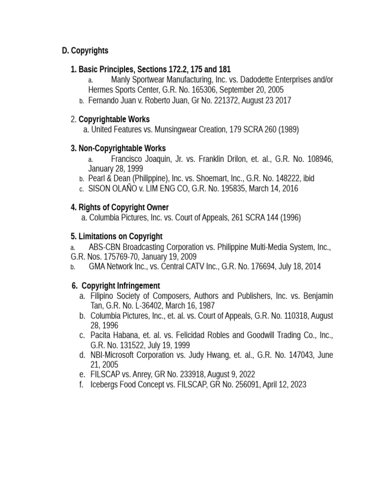 Key Copyright Cases in the Philippines | PDF