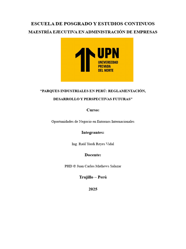 Parques Industriales en Perú: Análisis y Futuro | PDF | Sustentabilidad ...